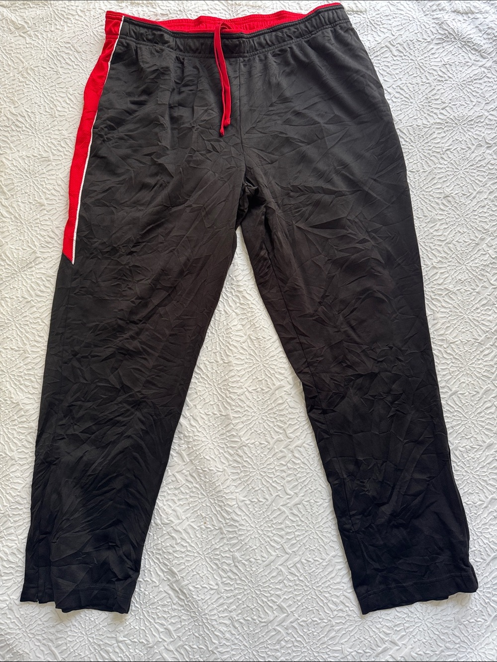 Athletic Works Black Joggers with Red Side Stripe